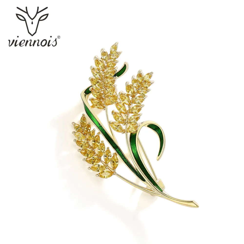 

Viennois New Fashion Jewelry Gold Color Zircon Barley Brooch Pins for Women