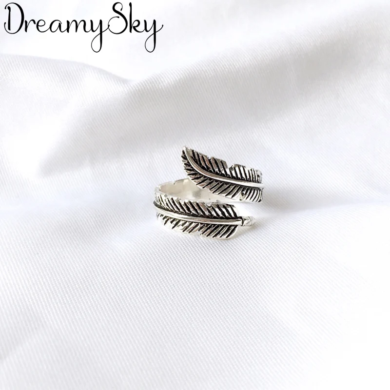 

Personality Bohemian 925 Sterling Silver Leaf Finger Rings For Girls Antique Ring Luxury Women Wedding Engagement Jewelry
