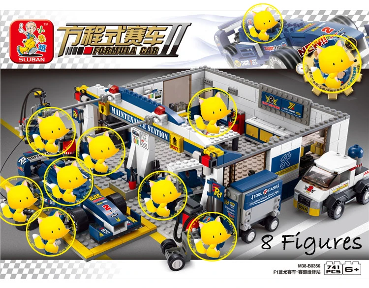 

0356 F1 Repair Station Building Block Racing Building Block Eductional Sluban Building Block DIY Bricks Compatible With Lgo