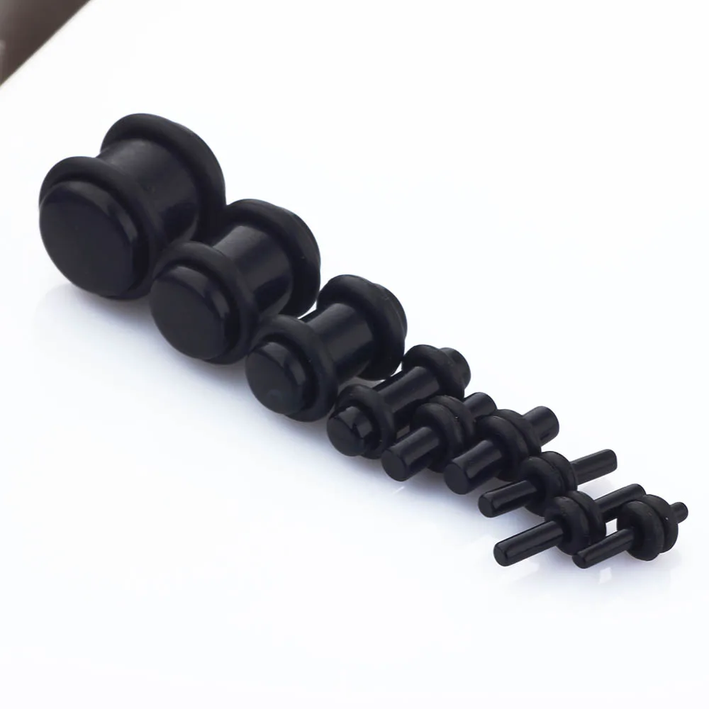 JUNLOWPY Ear Bone Piercing Acrylic White Black Grow In the Dark Earring Gauge Expander Stretcher Plug and Tunnel Piercing 100pcs