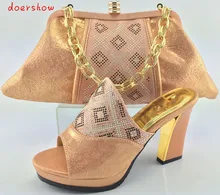 Sapato africano e saco de set para a festa de doershow sapato italiano combinando com saco novo design senhoras sapato e bolsa de correspondência itália! HJY1-5