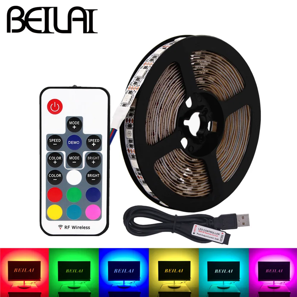 BEILAI RGB Светодиодная лента Водонепроницаемая SMD 5050 60 светодиодный/м DC 5 В USB