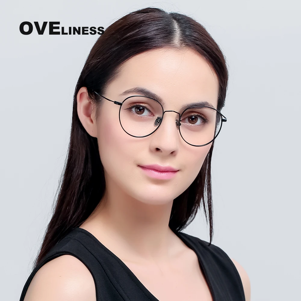 Metal Eyeglasses Frame Women Optical Eyeglasses Round Big Frame Clear