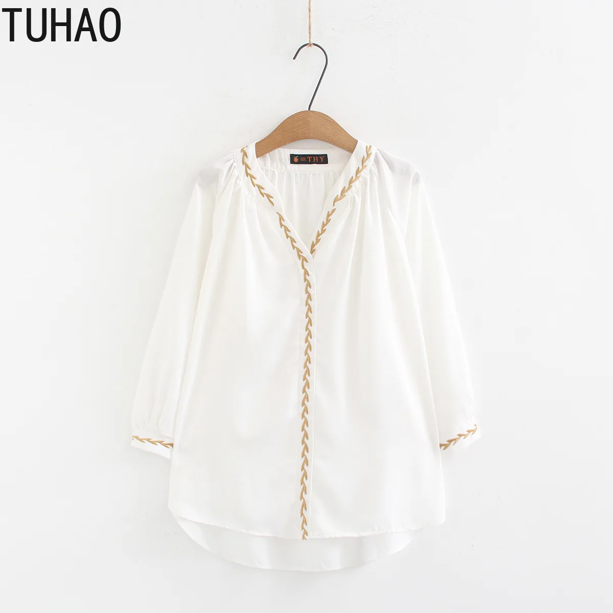 TUHAO размера плюс 5XL 4XL 6XL Женская Повседневная шифоновая блузка большого размера женские вышитые свободные блузки оверсайз рубашки топы