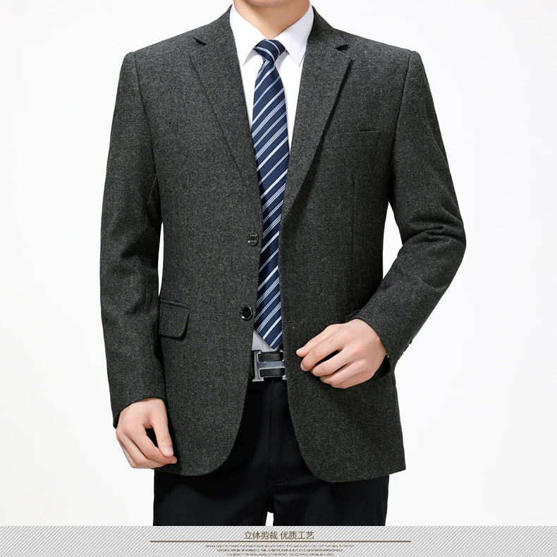 WAEOLSA Men Woollen Blends Blazers Camel Woll Suit Blazer Man Navy Blue Gray Blazer Male Business Outfits Blazer Hombre (9)