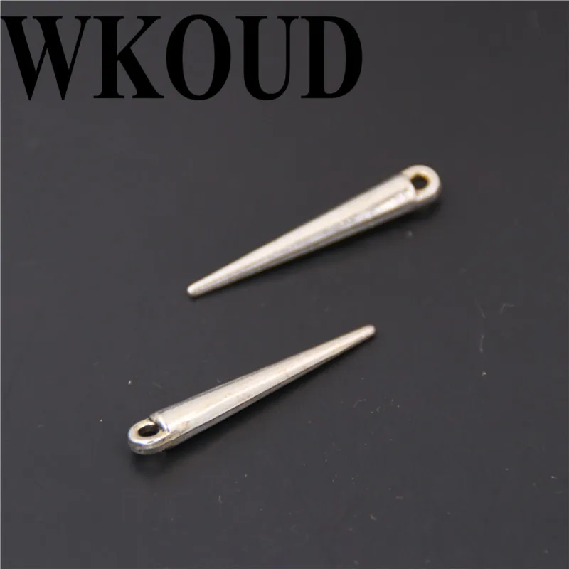 

WKOUD 10pcs Antique Silver Metal Pin Spikes Charms for jewelry necklace findings 35x5mm A32