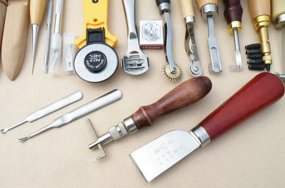 20pcs Leather Craft Punch DIY Tools Kit Set For Costura Carving Stitching Sewing