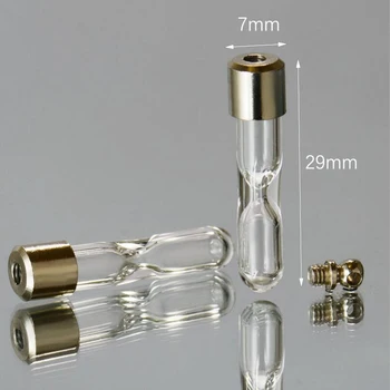 

5pieces screw caHourglass glass vial pendant Miniature Wishing Bottle clear oil charm necklace pendant name on rice art jewelry