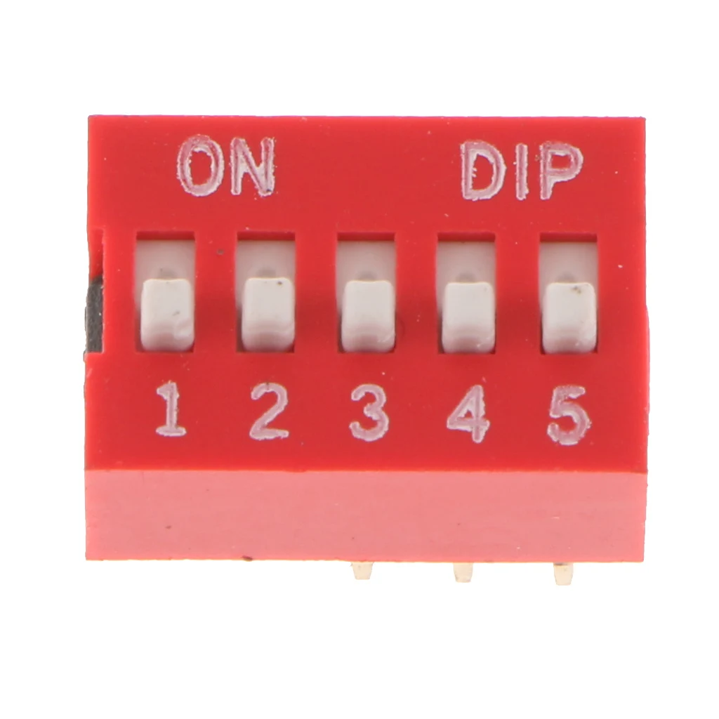 Baoblaze 10 Pieces Red 2.54mm Pitch 1 2 3 4 5 6 8 Position Way Slide Type DIP Switch