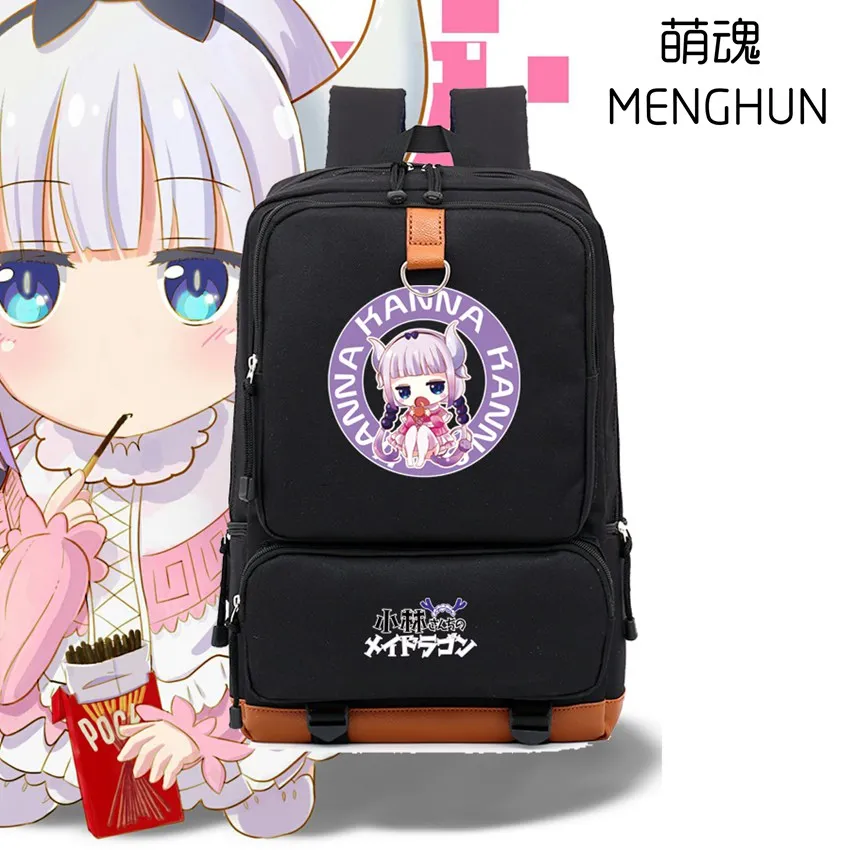 

Kobayashi-san Chi no Maid Dragon backpack kawaii Kanna backpack anime fans backpack high capacity black nylon bags cartoon gift