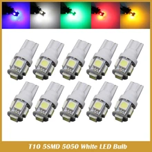 10pcs Super White T10 LED 5SMD 5050 W5W 194 interior license plate light car styling