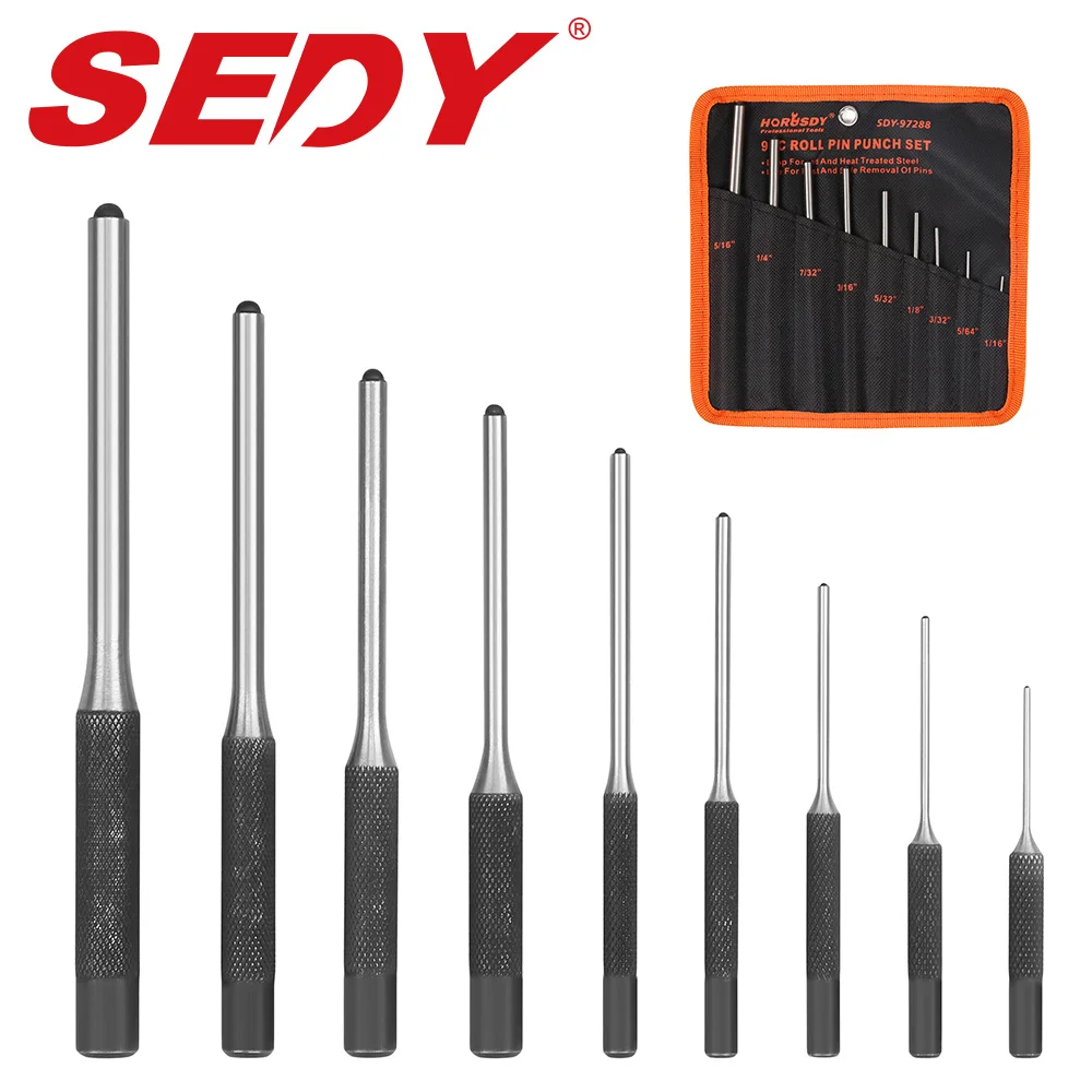 Conjunto de Pinos Rolo de Presilhas de Aço Forjado para Rifle Pistolas e Joias Ferramentas de Perfuração de Pino Profissionais de 9 Sedy Peças