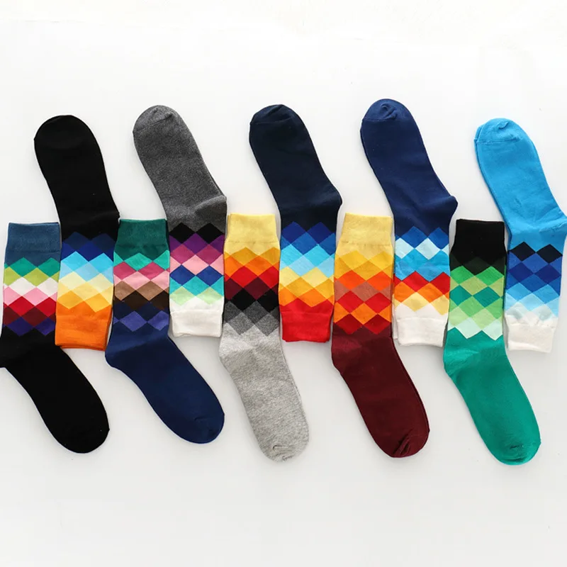 

Brand Men Socks Unisex Combed Cotton Geometric Funny Novelty Socks Women