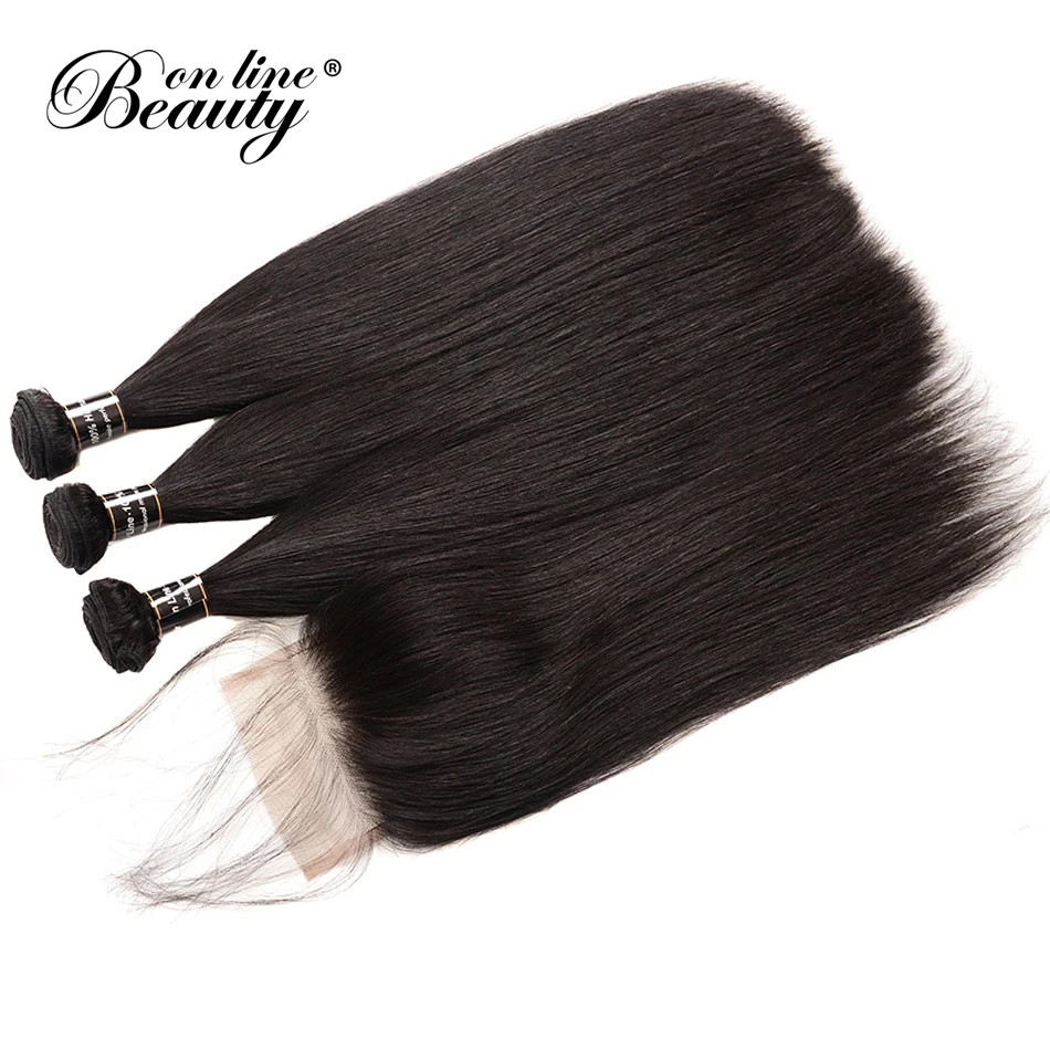 3 Bundles Brazilian Straight Hair Weave Bundles With Closure Human Hair Lace Closure With Baby Hair BOL Remy Hair 4 Pcs Deals (2)