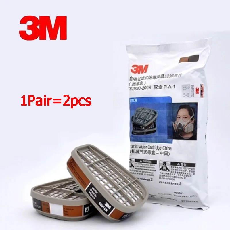 

2/4/6/8/10pcs 3M 6001CN Filter Cartridge Organic Gas Protective Spray Paint Replaceable for 6800/7502/6200 series Gas Mask