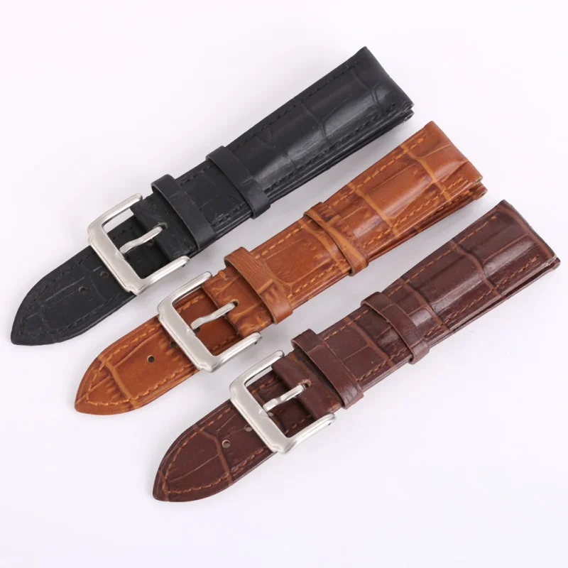 

18mm 20mm 22mm Watchbands Retro Brown Men Soft Watch Band Strap Metal Pin Buckle Watch Accessories Relojes Hombre 2018*