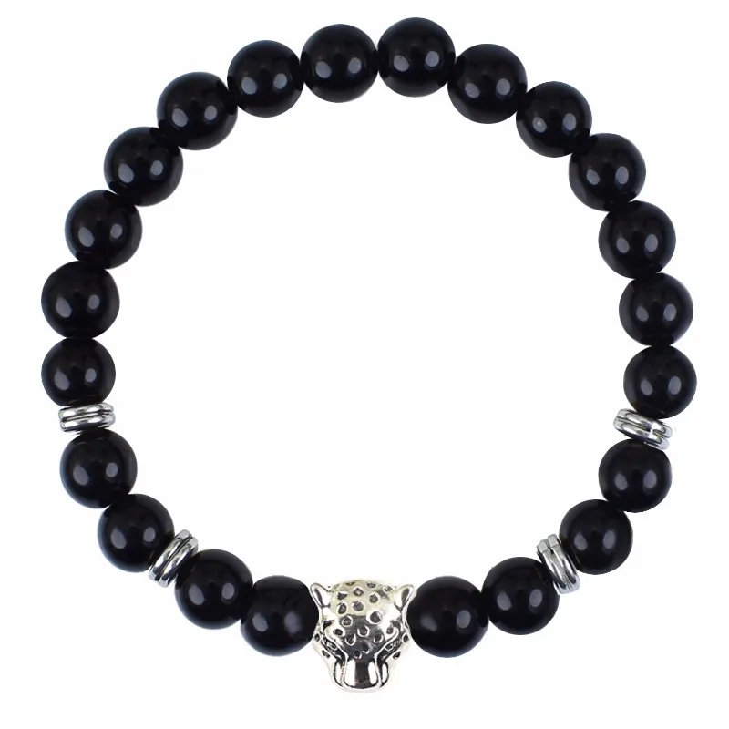 Черный Onxy Тигр Будда лев Leopard Стиль энергетика йоги Strand браслет из бисера для Для