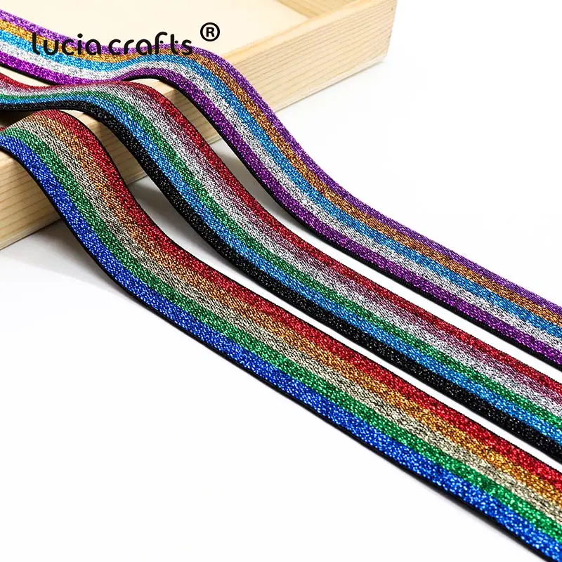 

2Yards 25mm Elastic Rubber Glitter Ribbon DIY Gift Packing Rope Headwear Christmas Decor Sewing Accessories P0810