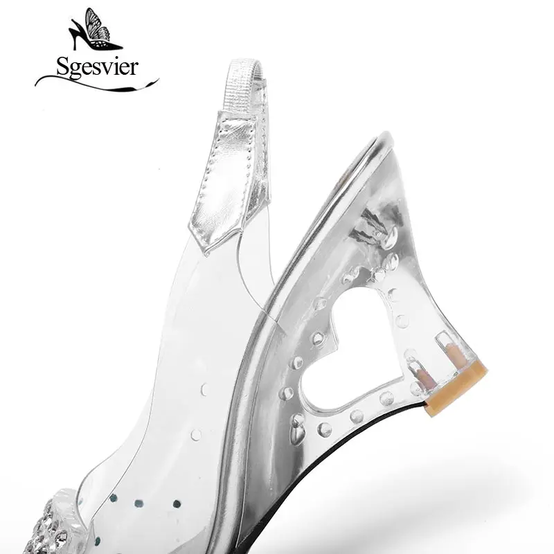 Sgesvier женские сандалии на танкетке пикантные летние Chaussure обувь прозрачные шлепанцы прозрачные сандалии Crystal туфли с открытым мысом S065