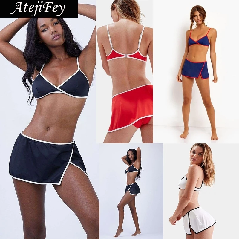 

New Sexy Short Skirt Bikinis 2019 mujer micro bikini swimwear women bathing suit monokini biquinis feminino bikini net swimsuit