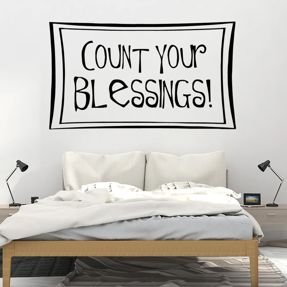 

Free shipping Count Your Bless Art Sticker Waterproof Wall Stickers Decor Living Room Bedroom Waterproof Wall Art Decal