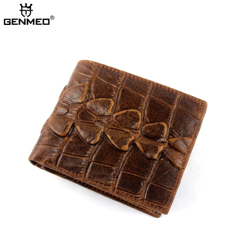 

New Arrival Crocodile Genuine Leather Wallets Men Cow Leather Clutch Bag Short Real Leather Credit Card Holder Coin Purse Bolsa