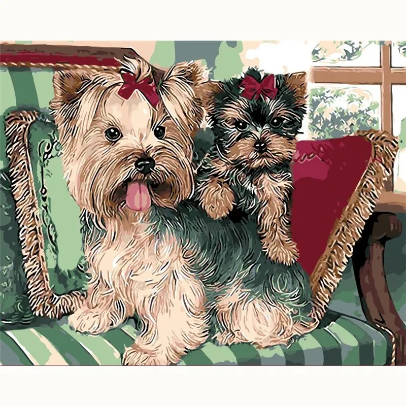 

Animal pet dog and cat schnauzer painting kids gift digital oil painting home decor wall art for living room drawing by numbers