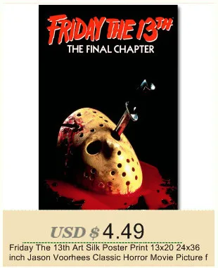 Пятница 13-й художественный Шелковый плакат Принт 13x18 24x32 дюймов Jason Voorhees классический фильм ужасов картина для комнаты настенный Декор 008