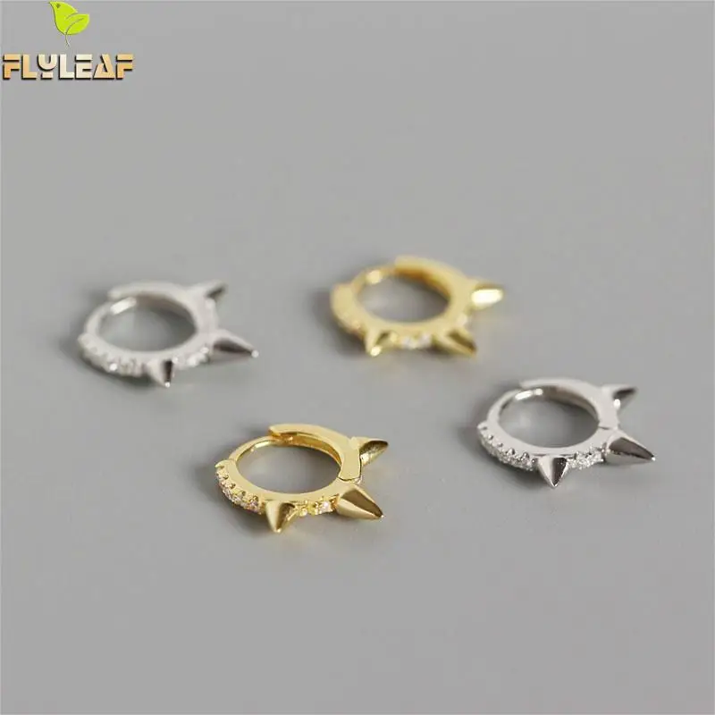

Flyleaf Cubic Zirconia Geometric Circle Simple Gold Hoop Earrings For Women 100% 925 Silver Earings Fashion Jewelry High Quality