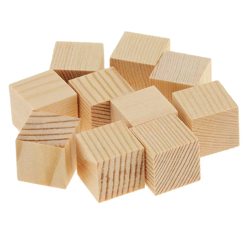 MagiDeal 30 Pieces Blank Natural Unfinished Wood Cube Blocks Wooden Pieces for Model Making Wood Craft Woodworking 15mm 20mm