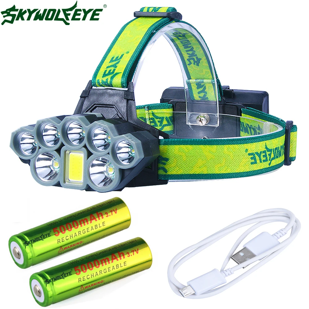 90000 LM 9X XML T6 LED Headlamp USB Rechargeable 18650 Headlight  6 Modes Torch