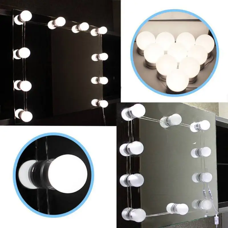 

Hollywood Style USB LED Vanity Mirror Light Kit With Dimmable Light Bulbs Lighting Fixture Strip Vanity Wall Lamp For Makeup
