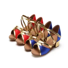 Обувь для латинских бальных танцев на низком каблуке высокого качества, популярный стиль для детей, подходит для женщин, девушек и девочек