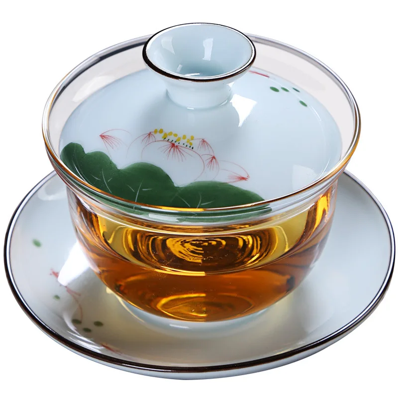 Китайская традиционная керамическая фарфоровая чайная чаша Gaiwan с крышкой и блюдцем комплект/Офисная черная чайная церемония Drinkare украшение горшок набор