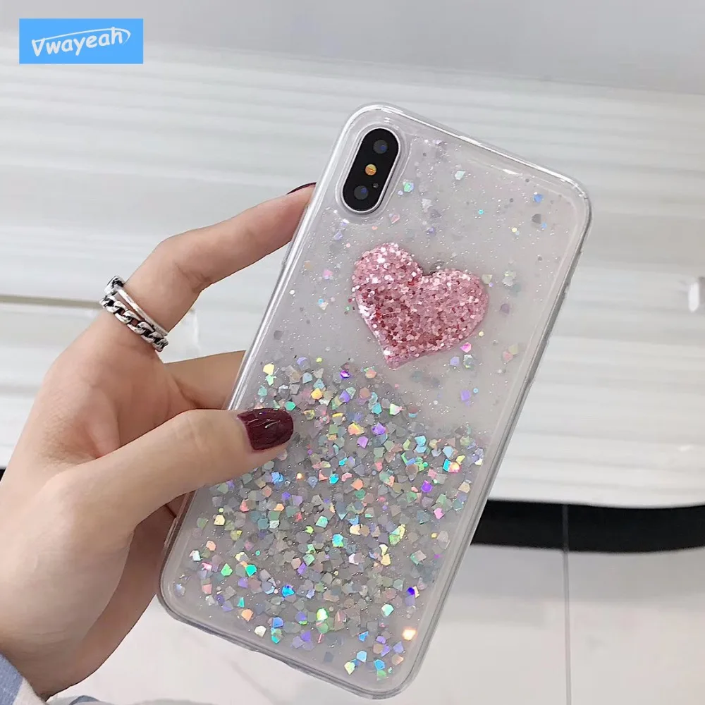 Ins/Блеск сверкающих жидкий песок Плывун Bling контраст Цвет Симпатичные Сердце
