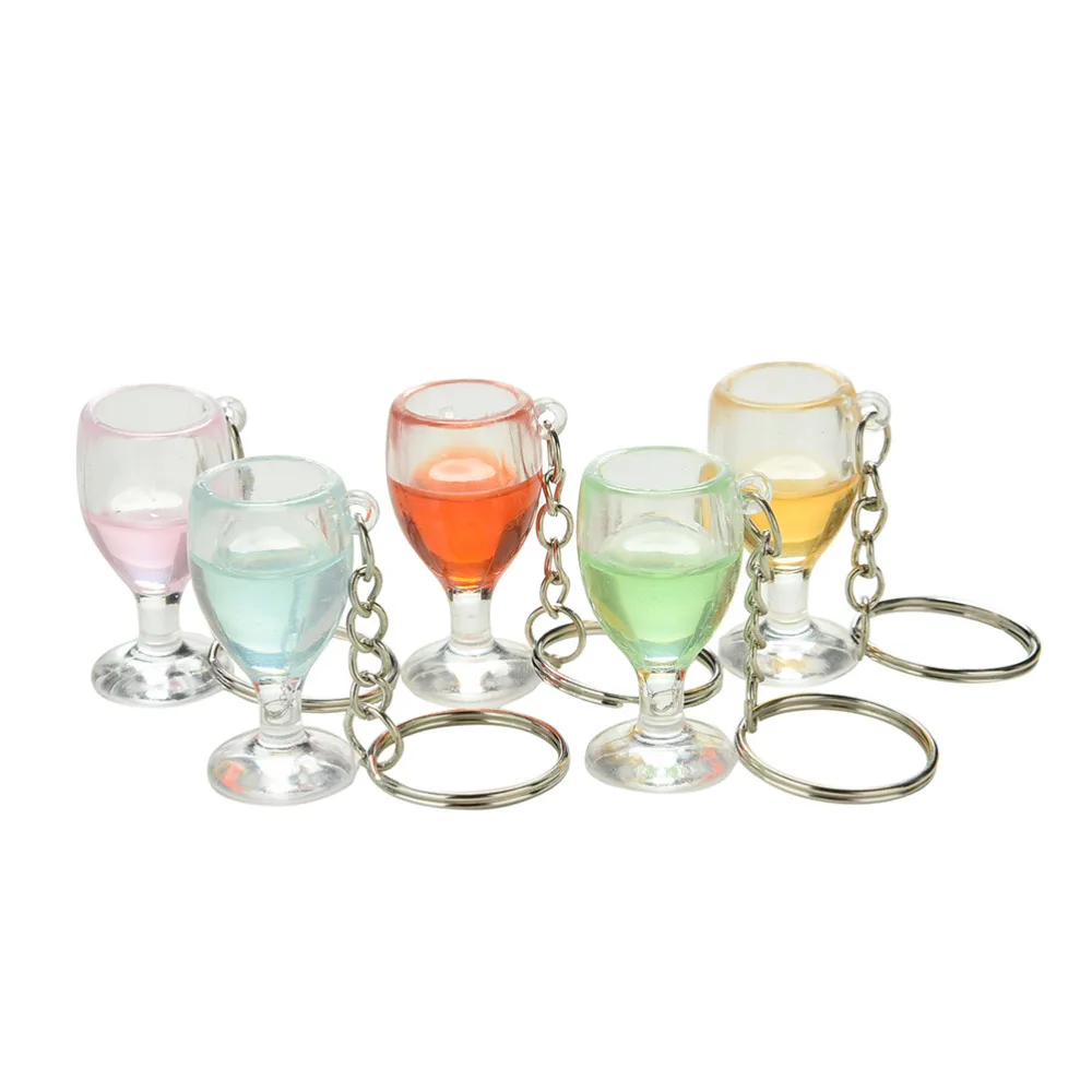 

1PCS New Arrive Key Chain Keyring For Women Gift Lanyard Keychain Jewelry Clear Transparent Fake Wineglass