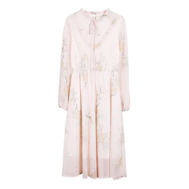 Новинка 2019 весеннее женское шифоновое платье с цветочным принтом плиссированное