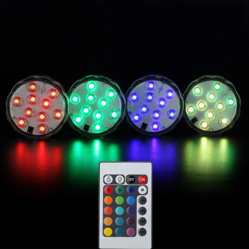 underwater lights LED dive light pool waterproof LED flower diver light 5050 RGB Multicolor tank electronic candle lamp battery remote control submersible lights