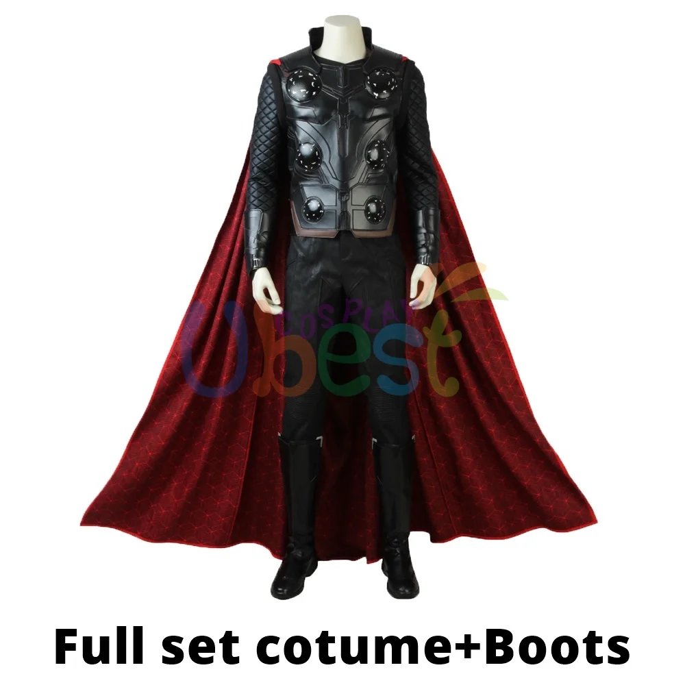Мстители Бесконечность войны Тор косплей костюм с плащом Хэллоуин супергероя наряд для взрослых мужчин - Цвет: Full Set With Boots