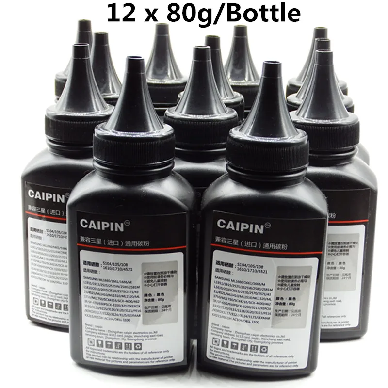 12Bottle Заправка 1 кг/мешок черный тонер для лазерного принтера набор порошка наборы для samsung ML 2010D3 2510 2570 2571N 2010 картридж для принтера - Цвет: 12Bottle