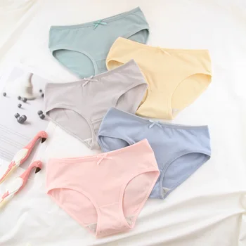 

10pcs/lot Women Underwear Cotton Panties Briefs Shorts Underpant Solid Color Bow Panty Women's Panties Black White Dropshipping