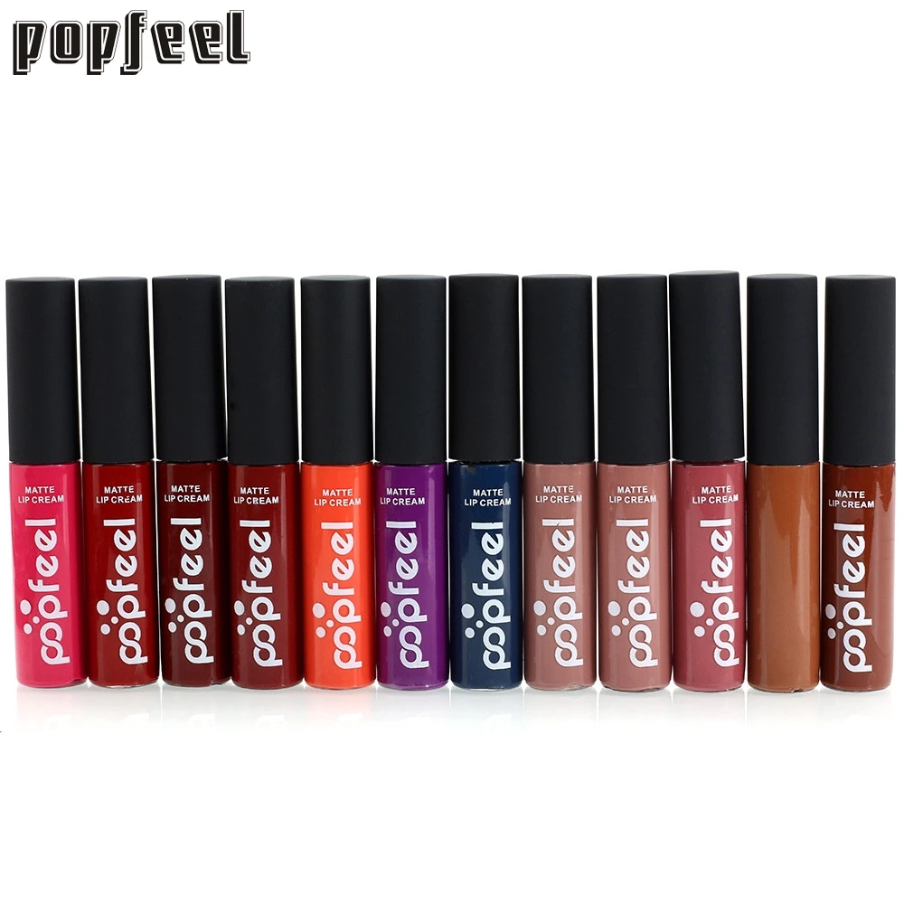 

12 Colors Set Makeup Matte Lipstick Lip Gloss Pencil Beauty Long Lasting jan14