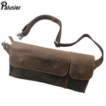 Ретро Мужская поясная сумка из натуральной кожи Женская Длинная сумка Crazy Horse из воловьей кожи с карманом для денег сумка для мобильного телефона рабочая сумка