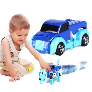 

New Dog Dinosaur Car Transformer Transform Auto Cute Cool Boy Girl Toy Gift Blue