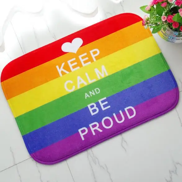 UK Rainbow Stripes Floor Mat Thick Flannel Living Room Carpet Floor Mat Door Mat
