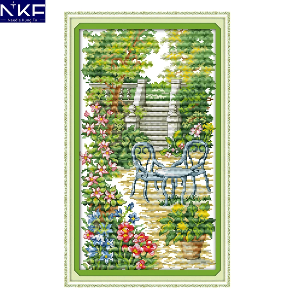 NKF Garden steps scenery style needlepoint Christmas stocking kits stamped cross stitch embroidery designs for home decoration | Дом и сад