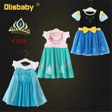 Необычные Фея младенческой платье принцесс Анны и Эльзы Для детей 1, 2, 3, 4 лет Летнее Детское праздничное платье для дня рождения для малышей с рукавами-крылышками из «Ариэль», платье для малышей