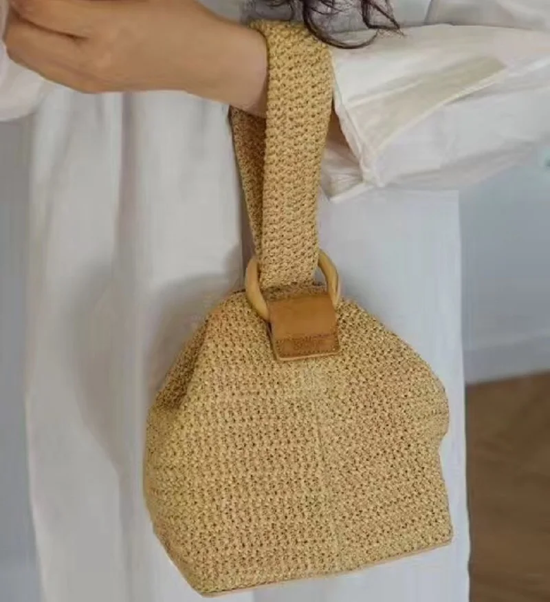 Пляжная сумка круглые летние соломенные сумки круглая пряжка милая тканая