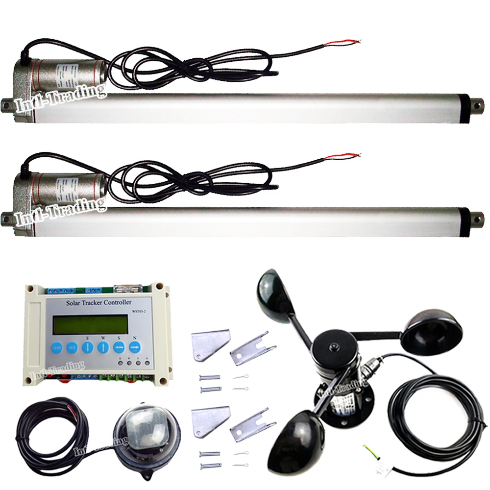 

Set of Dual Axis Solar Tracking Tracker 5.7mm/s 16" Linear Actuators 1500N 12V DC Motor LCD Controller Anemometer Complete Kits