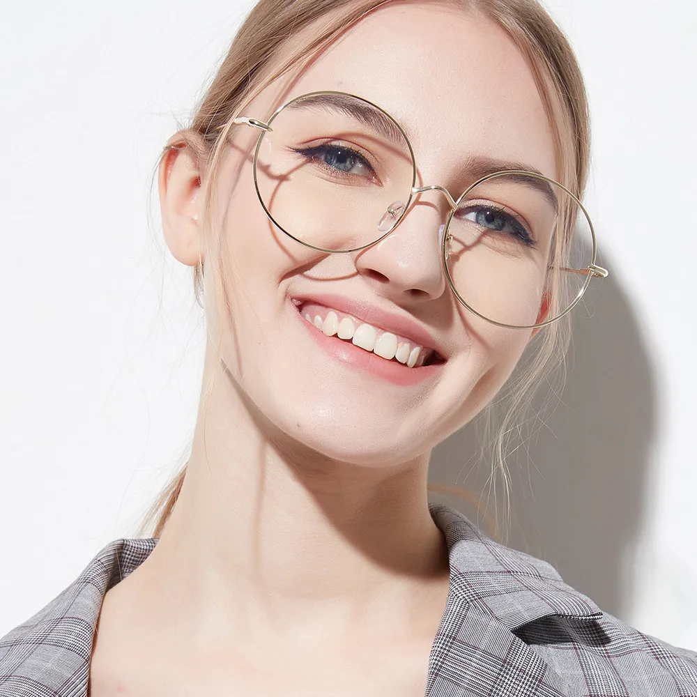 

Computer Round Frame Print Glasses Women Rays Radiation Gamin Eyewear Frames Metal Unisex Anti Blue Light Glasses Men Optical